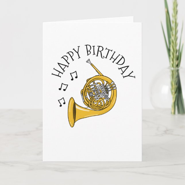 Fransk Horn Birthday Card Hornist Brass Musician Tack Kort (Framsida)