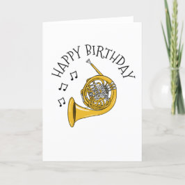 Fransk Horn Birthday Card Hornist Brass Musician Tack Kort
