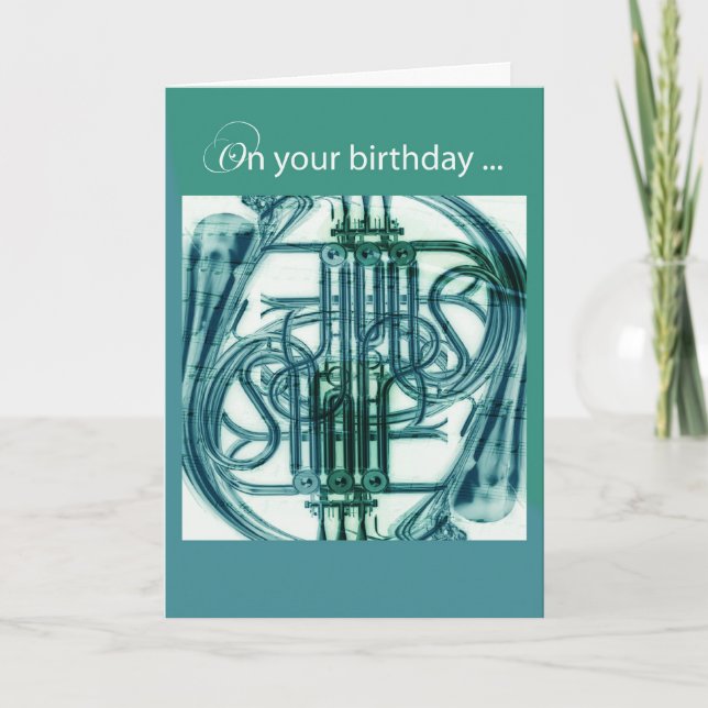 Fransk Horn Birthday Kort (Framsida)