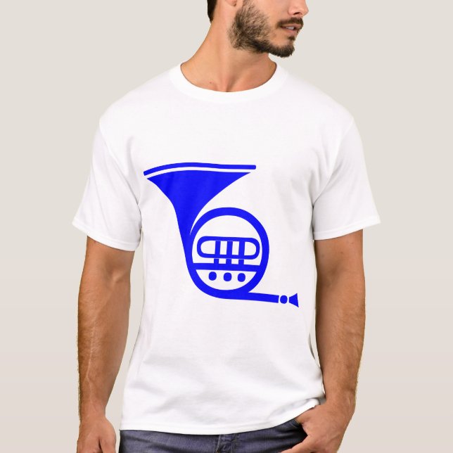 Fransk horn - Blå T Shirt (Framsida)