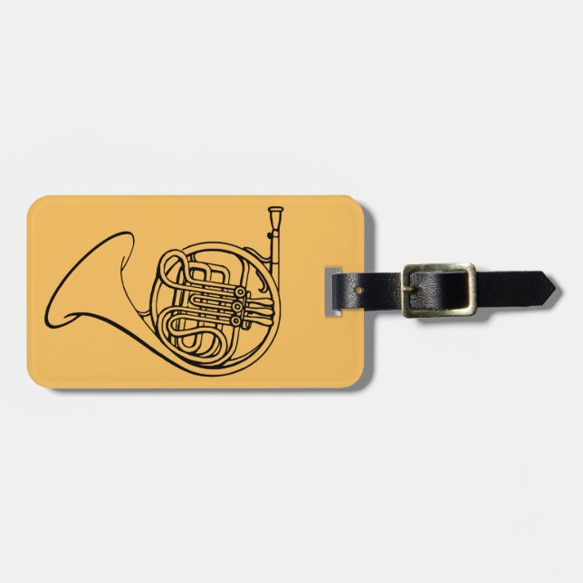 Fransk Horn Brass-bandmusik Bagagebricka (Horisontell Framsida)