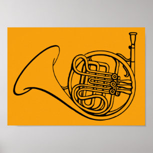 Fransk Horn Brass-bandmusik Poster