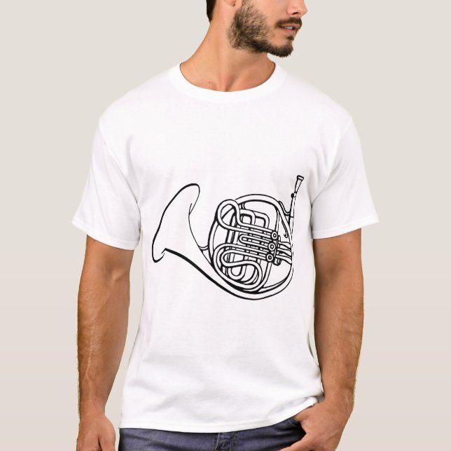 Fransk Horn Brass-bandmusik T Shirt (Framsida)