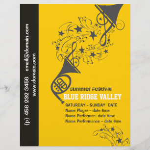 Fransk Horn Brass Musician Music Festival Reklamblad