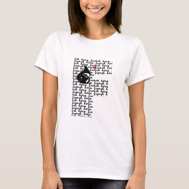 Fransk Horn Brev F Tee Shirt (Framsida)