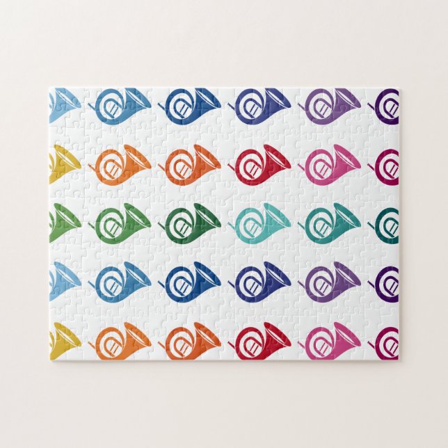 Fransk Horn Colorful Roligt Array Music Pussel (Horisontell)