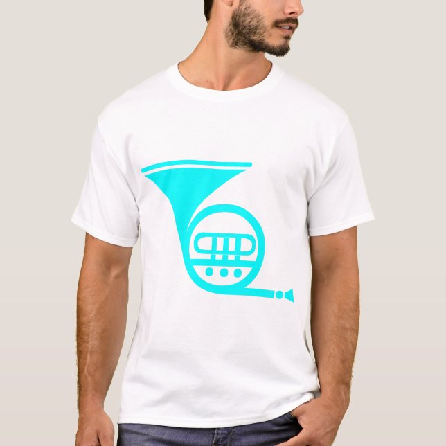 Fransk Horn - cyan Tee Shirt (Framsida)