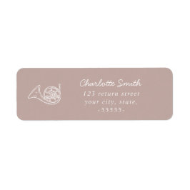 Fransk Horn Elegant Script Music Teacher Modern Returadress Etikett