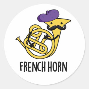 Fransk Horn Funny Music Instrument Pun Runt Klistermärke