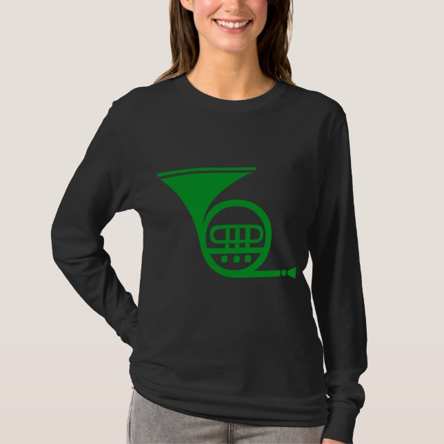 Fransk Horn - Grass Grönt Tee Shirt (Framsida)