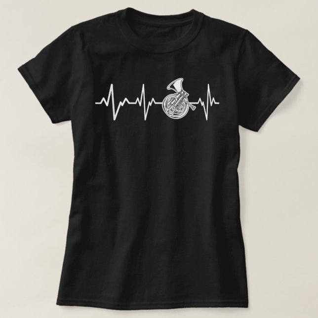 Fransk Horn Heartslag Gift Instrument Horn Player2 T Shirt (Design framsida)