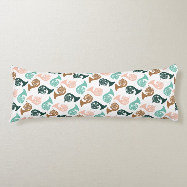 Fransk Horn Instrument Musician Band Orchestra Kroppskudde (Framsidan)