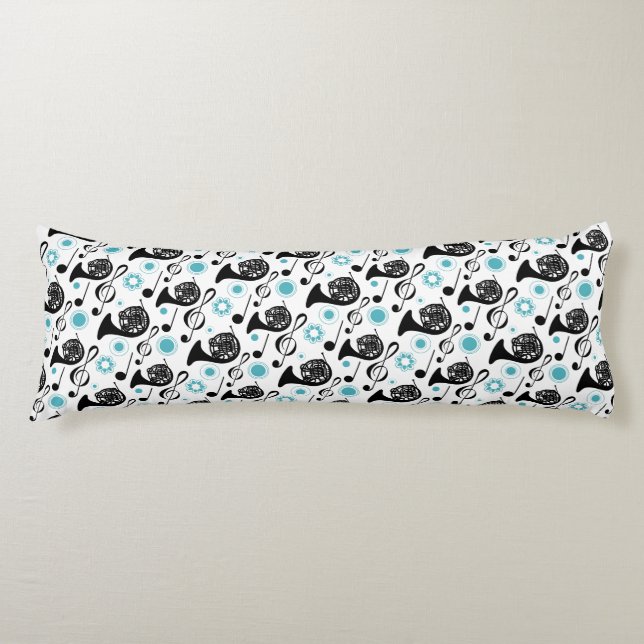 Fransk Horn Instrument Musician Band Orchestra Kroppskudde (Framsidan)