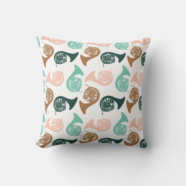 Fransk Horn Instrument Musician Band Orchestra Kudde (Framsida)