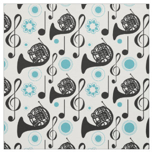 Fransk Horn Instrument Musik noter Band Orchestra Tyg