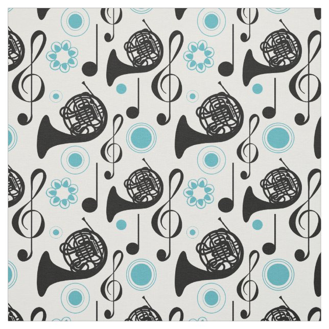Fransk Horn Instrument Musik noter Band Orchestra Tyg (Provkarta)