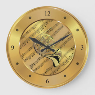 Fransk Horn ~ Lakan Music ~ Guld Background ~ Stor Klocka