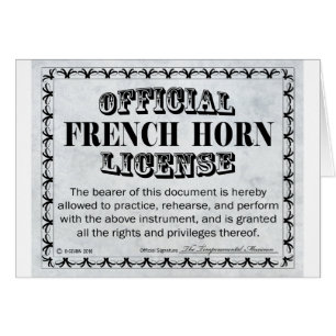 Fransk Horn Licence Hälsningskort