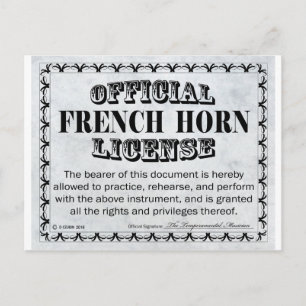 Fransk Horn Licence Vykort