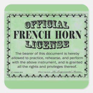 Fransk Horn License Square-etikett Fyrkantigt Klistermärke
