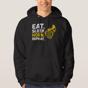 Fransk Horn Music Eat Sover Horn Upprepa4 Hoodie