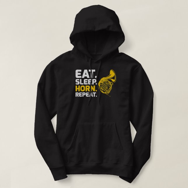 Fransk Horn Music Eat Sover Horn Upprepa4 Hoodie (Design framsida)