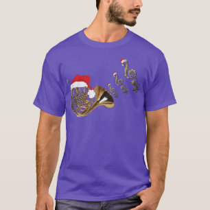 Fransk horn Music Shirt Santa Hat jul Musica T Shirt