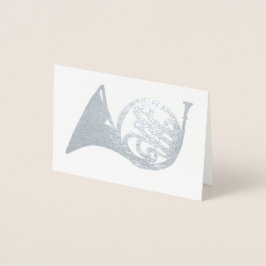 Fransk Horn Musical Instrument i Silver Folierat Kort