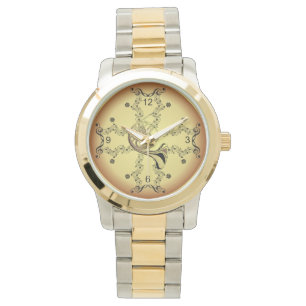 Fransk Horn~Musical Rulla~Golden Background~ Armbandsur