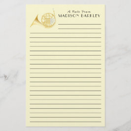 Fransk Horn Musician Teacher Stationery Brevpapper