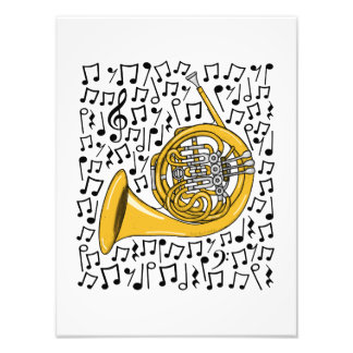 Fransk Horn Musik noter Brass Musician Fototryck