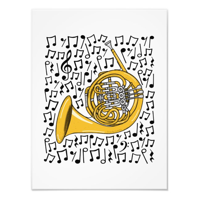 Fransk Horn Musik noter Brass Musician Fototryck (Framsidan)