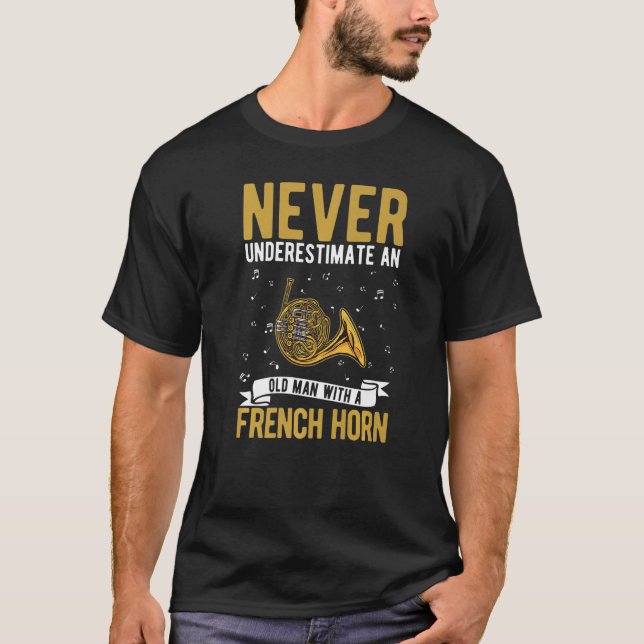 Fransk Horn Old Man Fransk Horn Player T Shirt (Framsida)