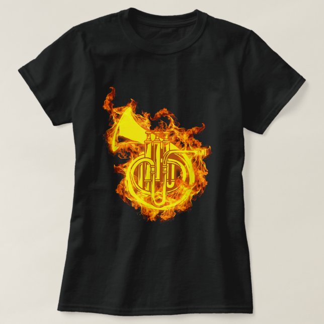 Fransk Horn On Fire Gift Fransk Horn Älskare3 T Shirt (Design framsida)