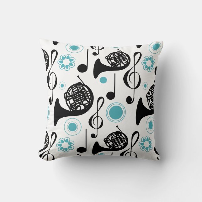 Fransk Horn Player Gift Musik noter Band Orchestra Kudde (Framsida)