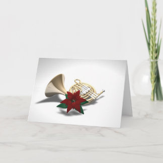 Fransk Horn Poinsettia-julkort Helgkort