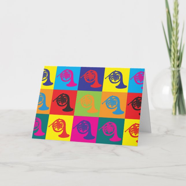 Fransk Horn Pop Art Kort (Framsida)