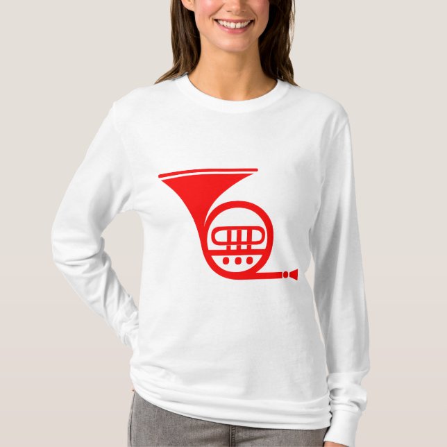 Fransk Horn - Röd Tee Shirt (Framsida)