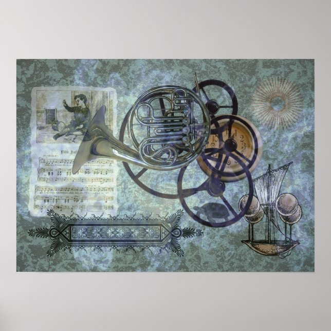 Fransk Horn Steampunk Medley Poster (Framsidan)
