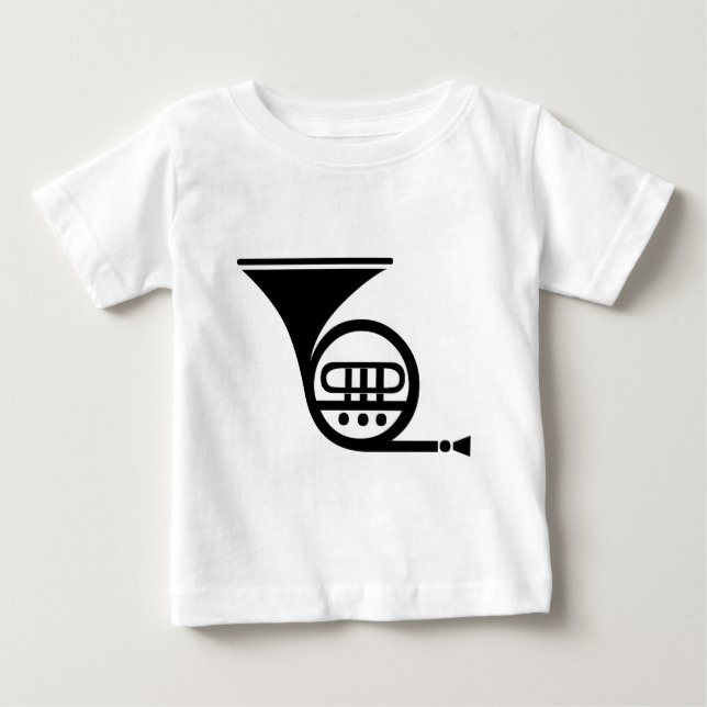 Fransk Horn - svart Tee Shirt (Framsida)