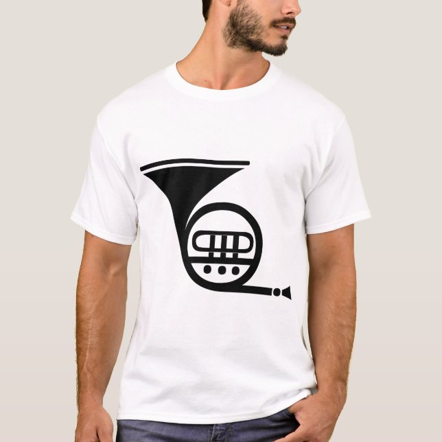 Fransk Horn - svart Tee Shirt (Framsida)