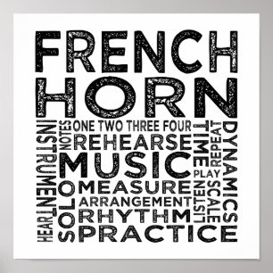 Fransk Horn Typography Poster