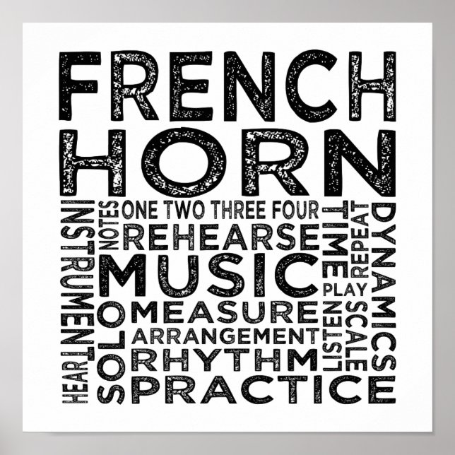 Fransk Horn Typography Poster (Framsidan)