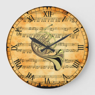 Fransk Horn ~ Vintage Lakan Music Background ~ Stor Klocka