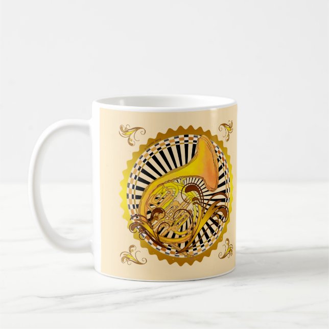 Fransk horn virvlar kaffemugg (Vänster)