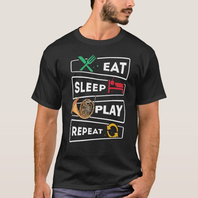 Fransk Hornist Eat Soat Play Fransk Horn T Shirt (Framsida)