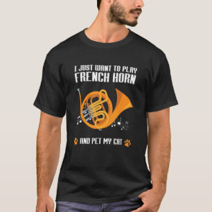 Fransk hornist spelar fransk horn kela med min kat t shirt
