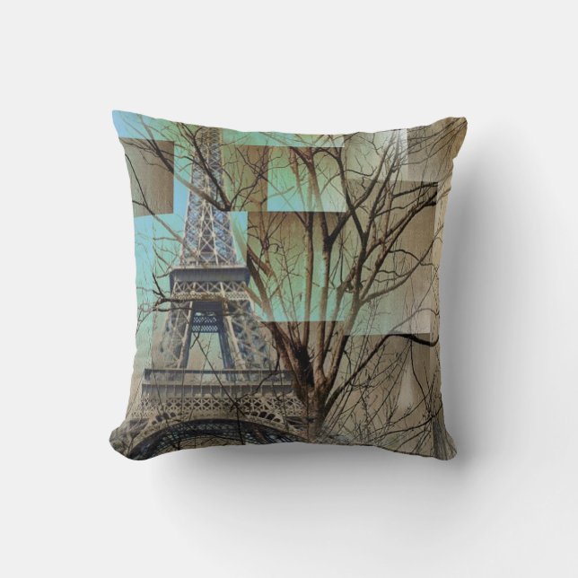 fransk hösten träd gren Paris eiffel torn Kudde (Framsida)