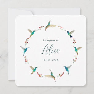 Fransk Hummingbird Baptism-inbjudan Inbjudningar