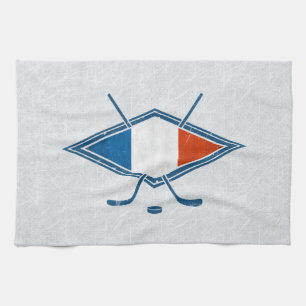 Fransk Ice Hockey Flagga Logotyp Tea Towels Kökshandduk